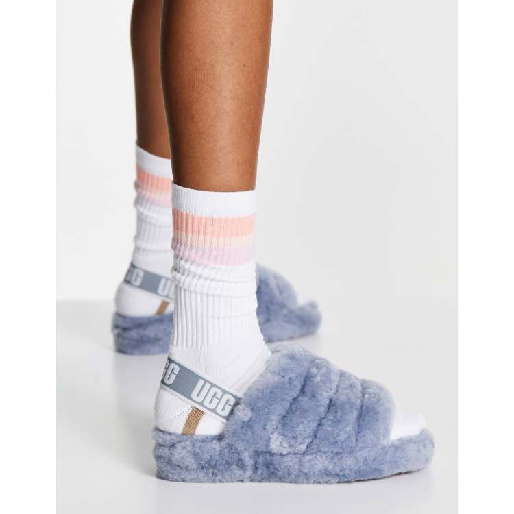 UGG Fluff Yeah slide flat sandals in ash fog