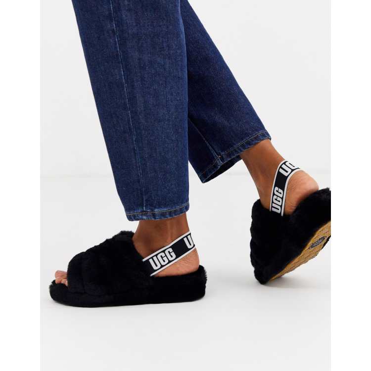 UGG Fluff Yeah slide flat sandals in black