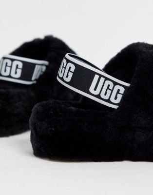 ugg fluff yeah slide slippers in black