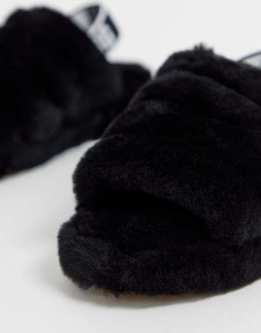 UGG Fluff Yeah slide flat sandals in black