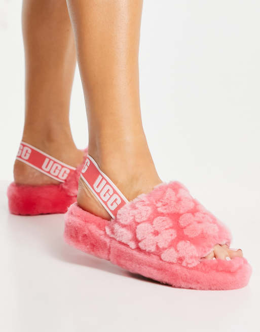 UGG Fluff Yeah Slide Poppy sandals in strawberry sorbet