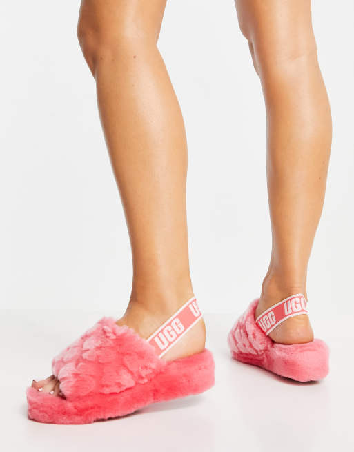 UGG Fluff Yeah Slide Poppy sandals in strawberry sorbet ASOS