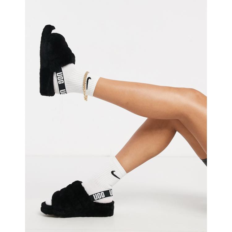 UGG Fluff Yeah Slide Slippers in Black