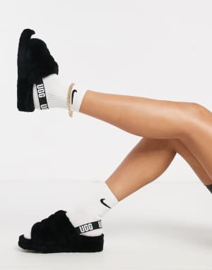 Ugg fluff slides sales black