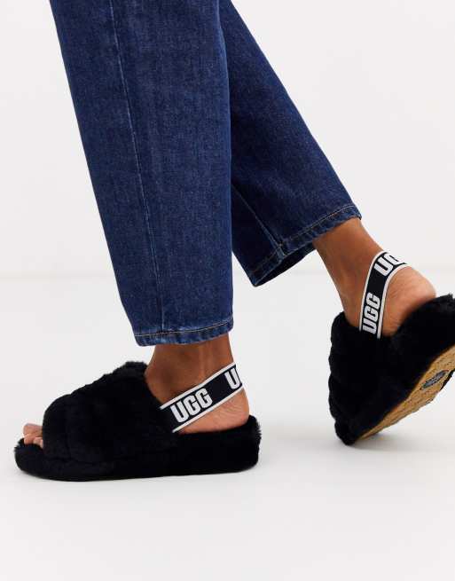 UGG Fluff Yeah Slide Slippers in Black | ASOS