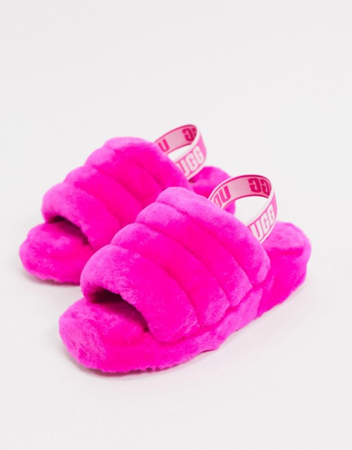 UGG Fluff Yeah slide slippers in hot pink | ASOS