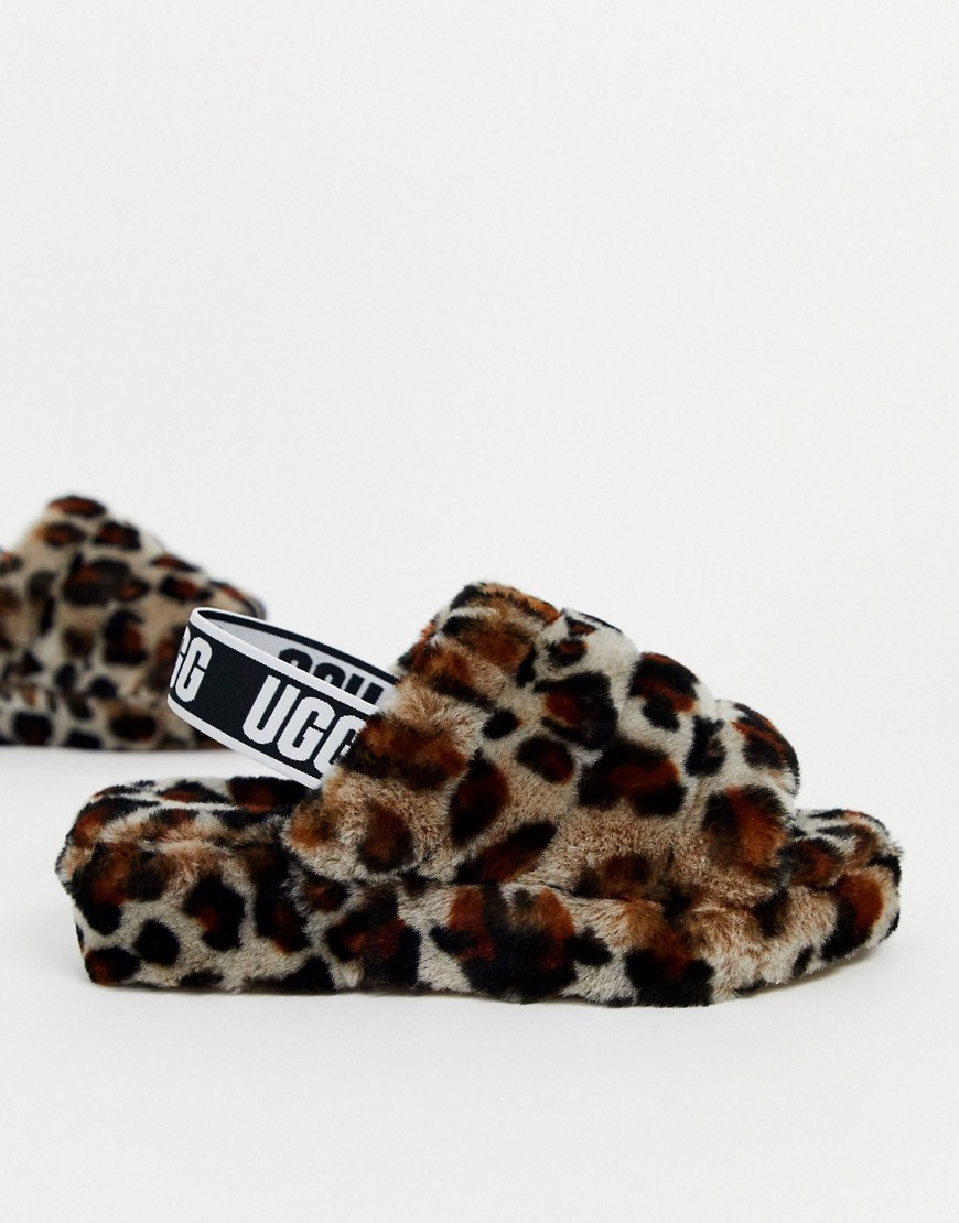 Ugg Fluff Yeah slide slippers in leopard-Multi
