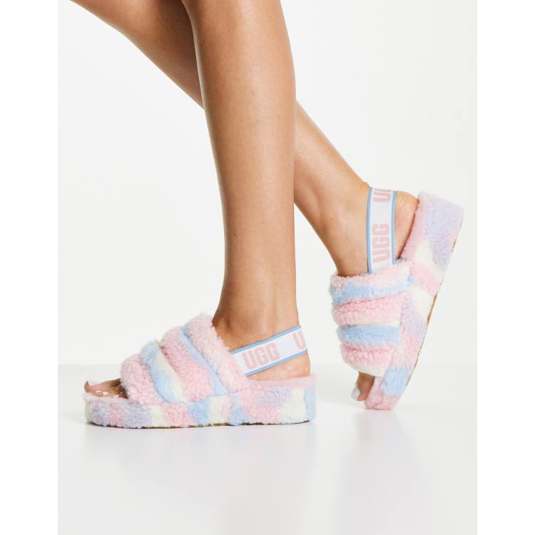 UGG Fluff Yeah Slide slippers in pastel stripes | ASOS display picture 2
