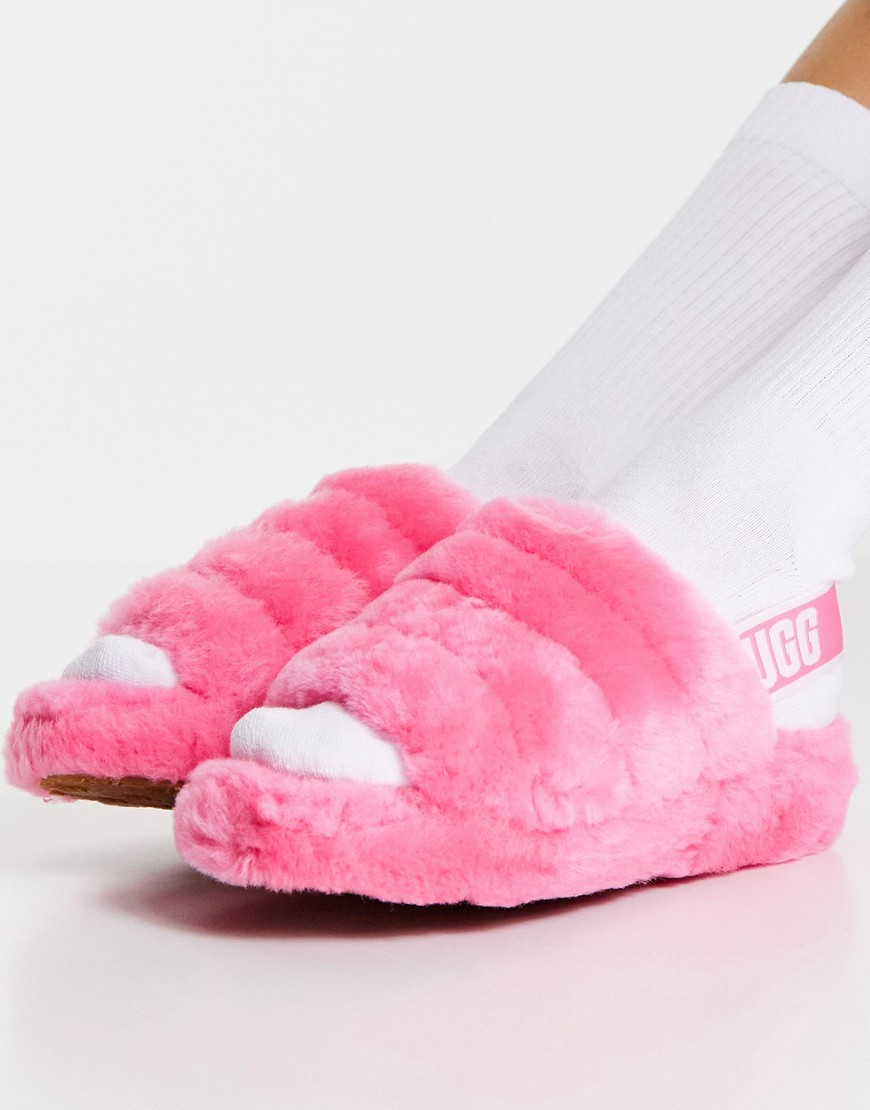 UGG Fluff Yeah slide slippers in pink rose