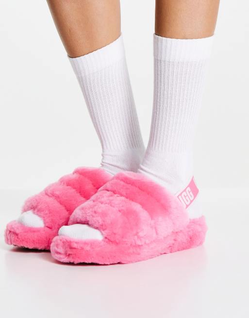 UGG Fluff Yeah slide slippers in pink rose | ASOS