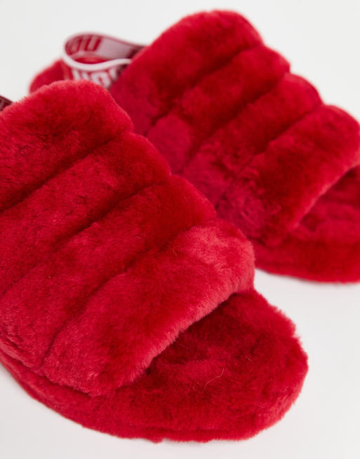 Red fluffy ugg clearance slides