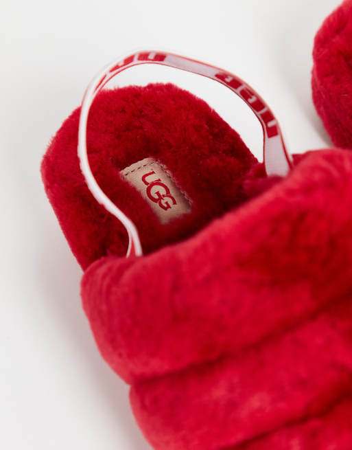 Ugg fluff store yeah slide red