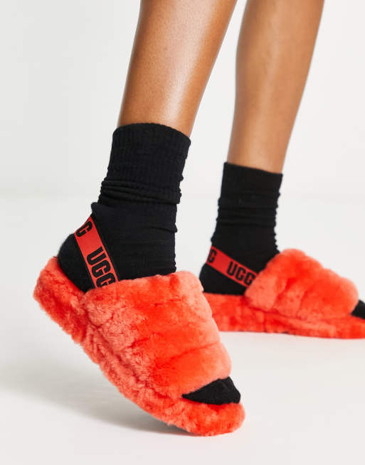 Orange ugg 2024 fur slides