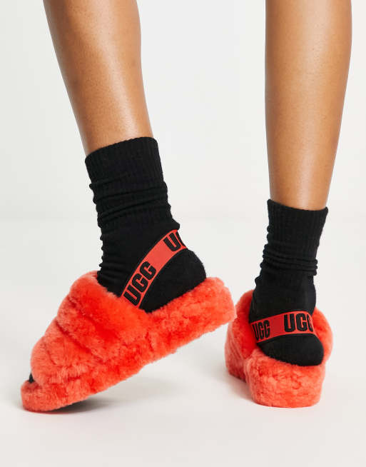 UGG Fluff Yeah slides in hazard orange