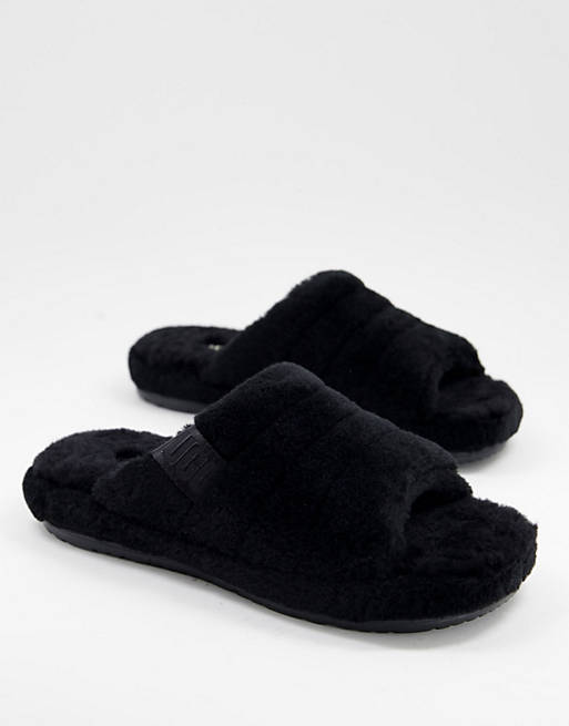 Ugg fluff you sheepskin slippers in black