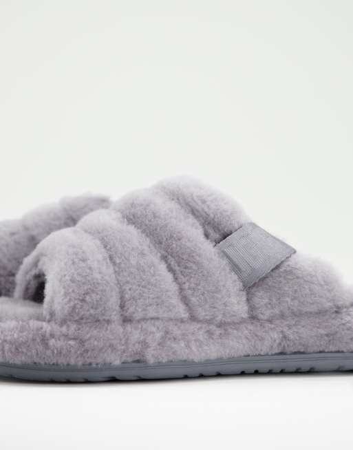 Grey fluffy best sale ugg slippers