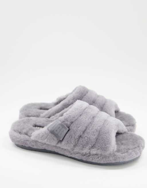 UGG – Fluff You – Szare kapcie z kożuszka