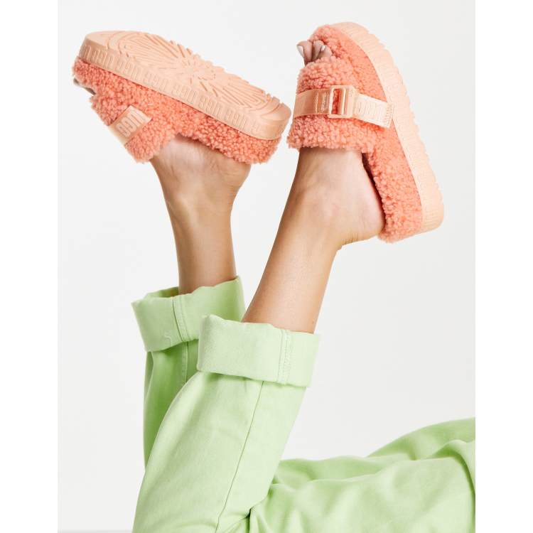 UGG Fluffita flat sandals in beverly pink ASOS