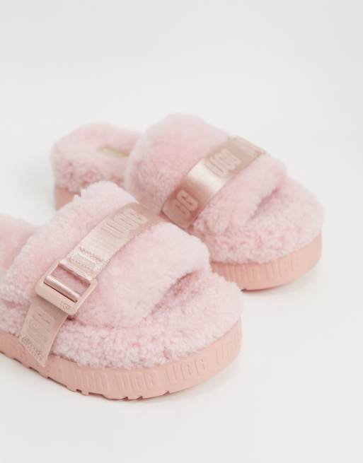 UGG Fluffita flatform slippers in light pink