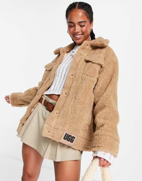 Camel Borg Teddy Bear Coat, Outerwear