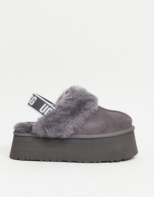 UGG Funkette flatform slide slippers in grey