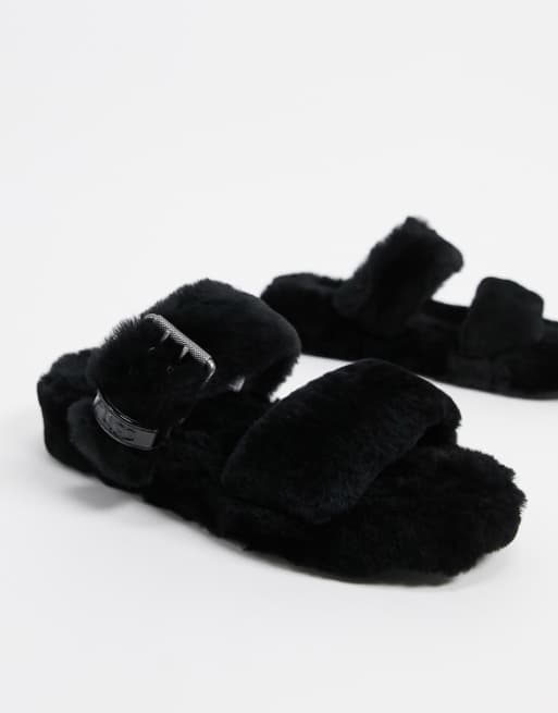 UGG fuzz yeah slippers in black ASOS