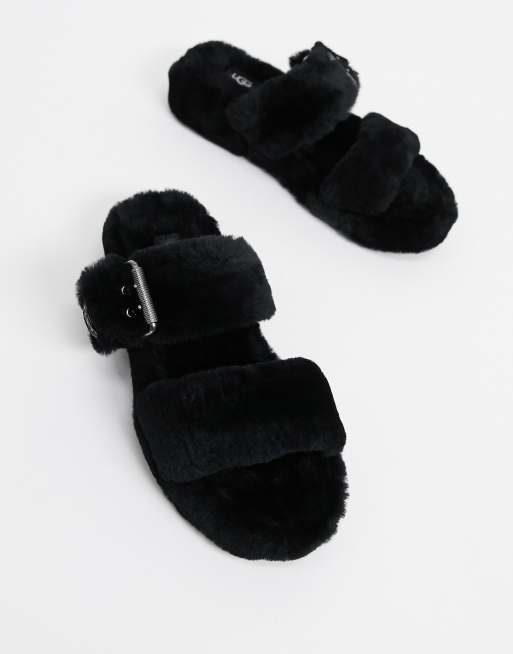 UGG fuzz yeah slippers in black