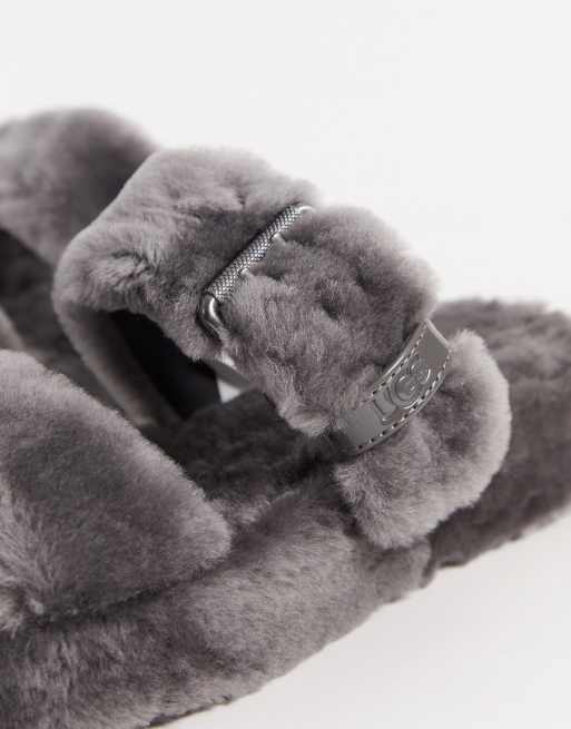 Ugg fuzz yeah slippers in charcoal new arrivals