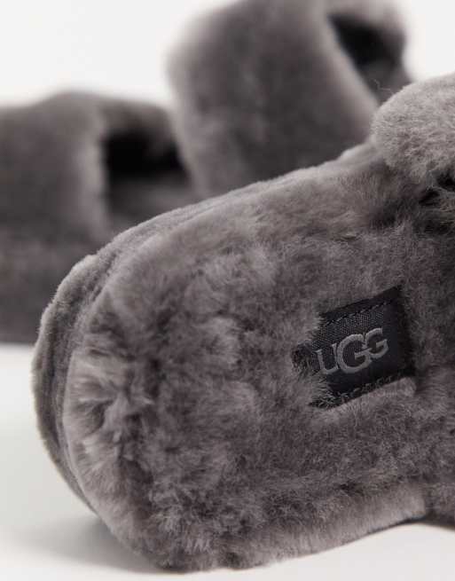 UGG Fuzz Yeah slippers in charcoal ASOS