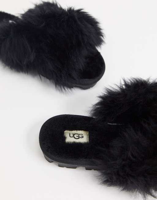 UGG Fuzzalicious flatform slippers in black