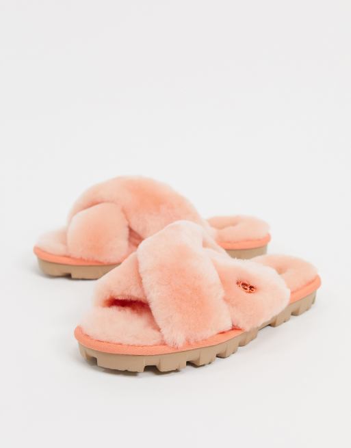 Ugg fuzzette cross discount strap fluffy slippers