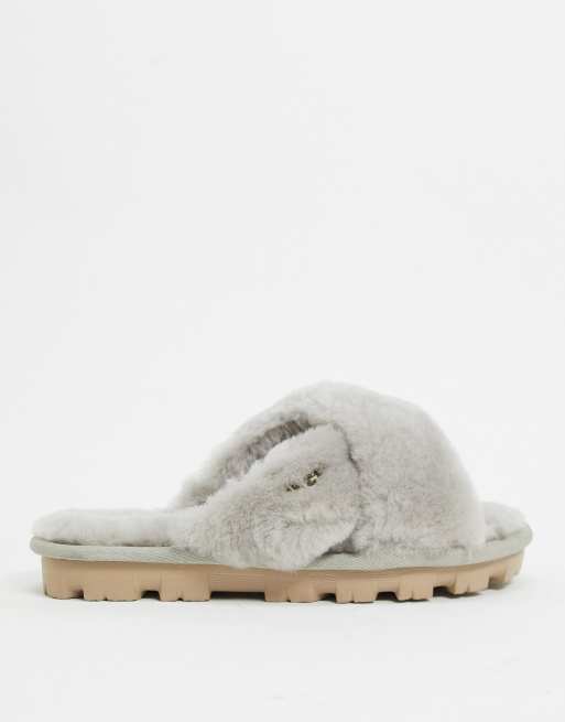 Ugg fuzzette cross cheap strap fluffy slippers