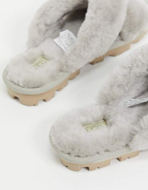 Ugg fuzzette cross 2024 strap fluffy slippers