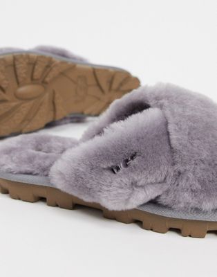 ugg fuzzette cross strap fluffy slippers