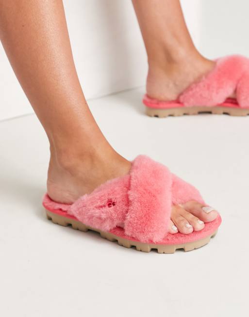 UGG Fuzzette crossover slippers in strawberry sorbet ASOS