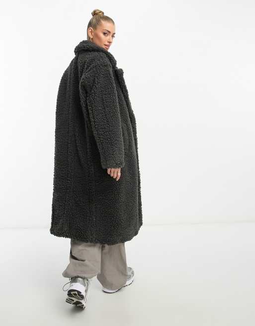 Black long hotsell teddy coat