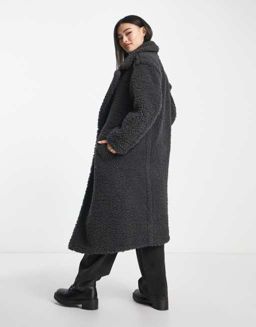 H&m long pile on sale coat