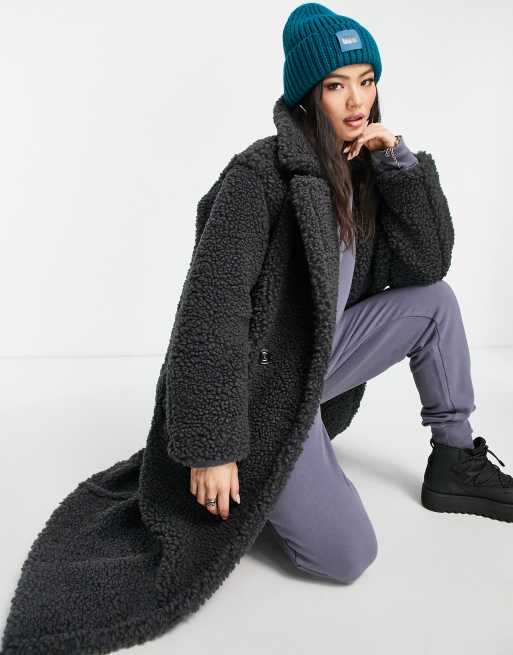 UGG Gertrude Manteau long duveteux Noir ASOS