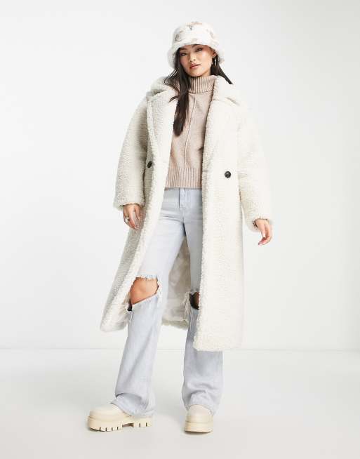 UGG – Gertrude – Vintervit lång teddykappa, 4 av 4