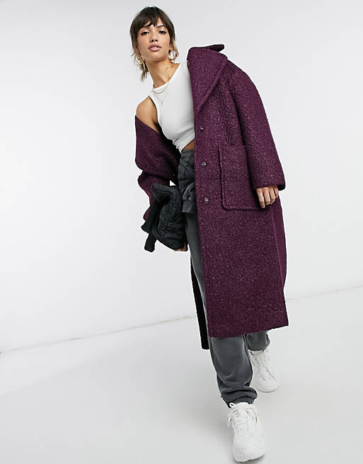 UGG hattie long length oversized coat in purple