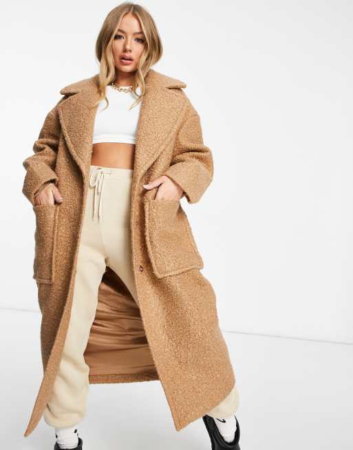 manteau long camel oversize