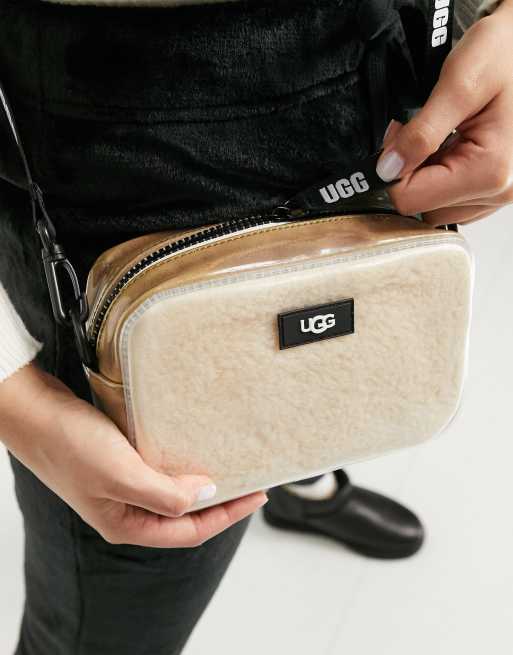 UGG Janey II clear sheepskin crossbody bag with multiway strap in white