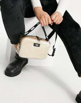 UGG Janey II clear sheepskin crossbody bag with multiway strap in white