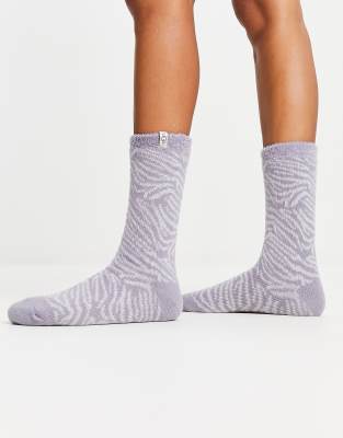 Shop Ugg Josephine Fleece Lined Socks In Gray Zebra