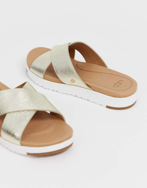 UGG Kari cross strap slides in gold