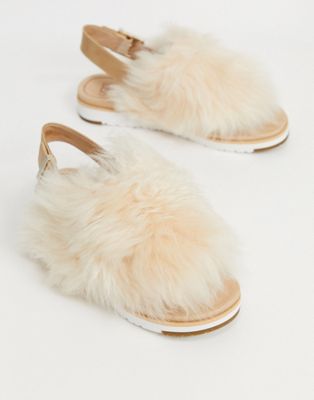 UGG leather holly fur slingback sandals 