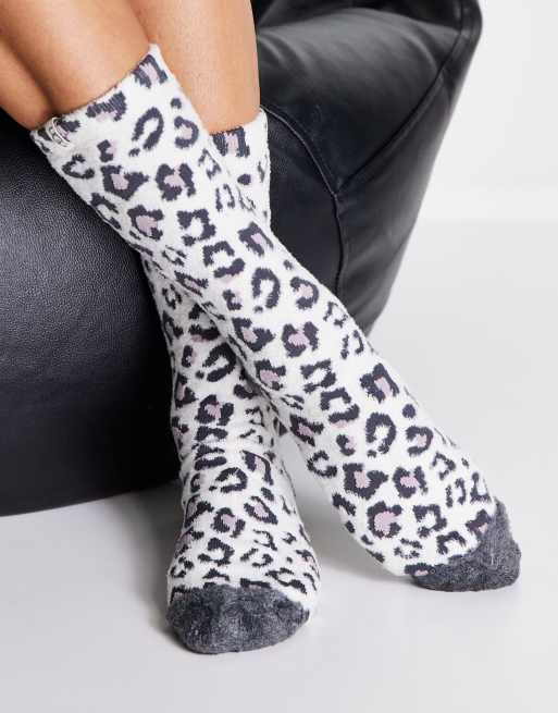 UGG Leslie graphic crew sock in leopard ASOS