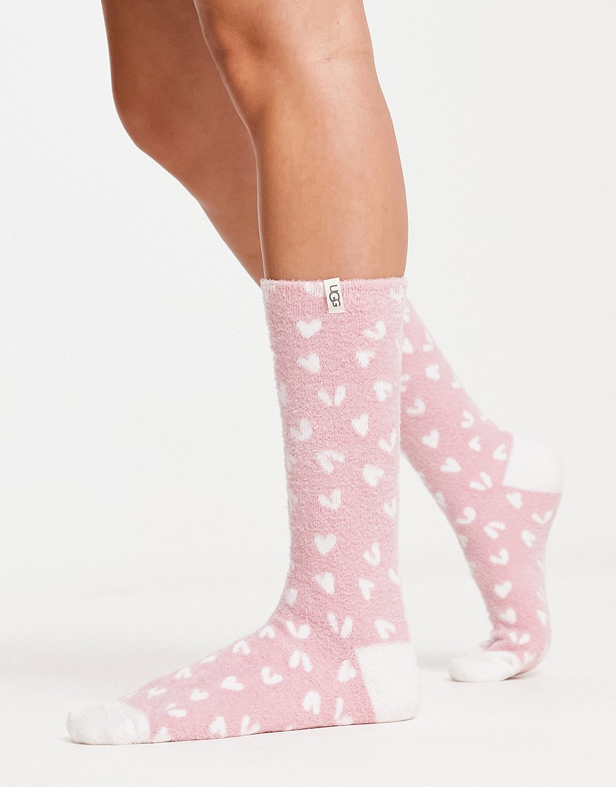 UGG Leslie graphic socks in heart print-Pink
