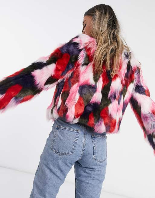 Veste shop fourrure multicolore