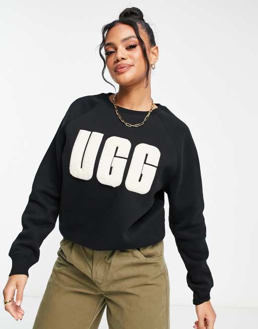 UGG Madeline fuzzy logo sweatshirt in black | ASOS